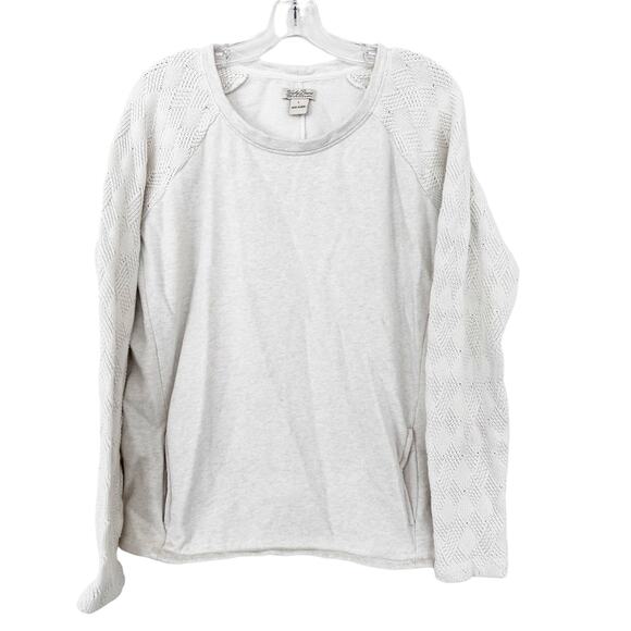 Lucky Brand Cream Sweater Knit Sleeves Sz L - Picture 1 of 6